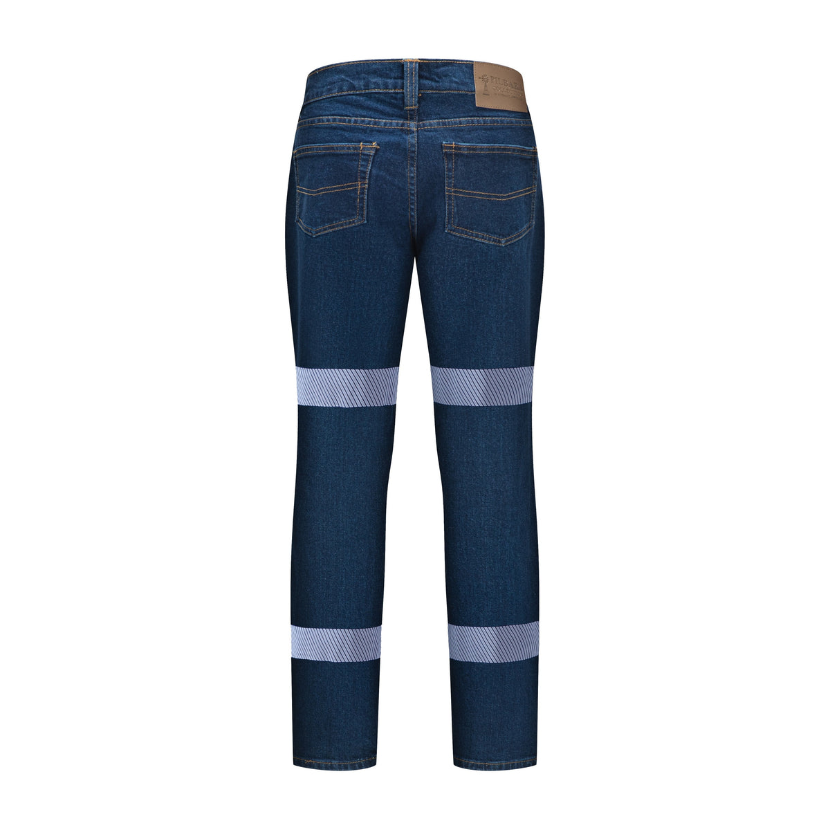 Pilbara Womens Reflective Stretch Denim Jeans RM220LSDR in Blue, back view