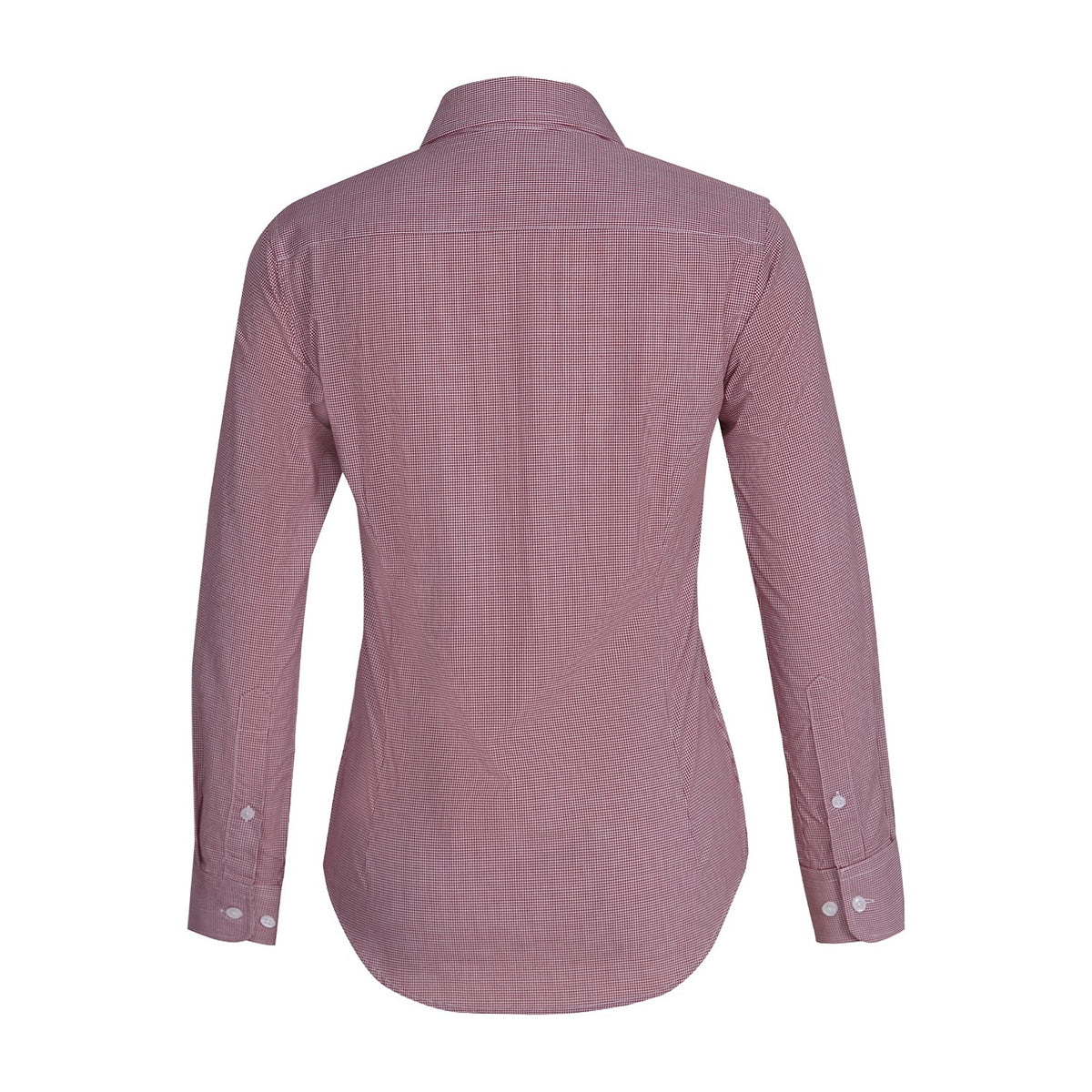 Pilbara Womens Yarn Dyed Check Long Sleeve Shirt RMPC069 in Red/White Mini Check, back view