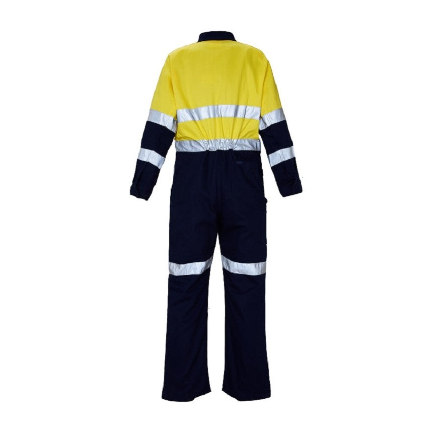 Ritemate 2 Tone Coverall 50MM Reflective Tape RM908CR in Yellow/Navy, back view