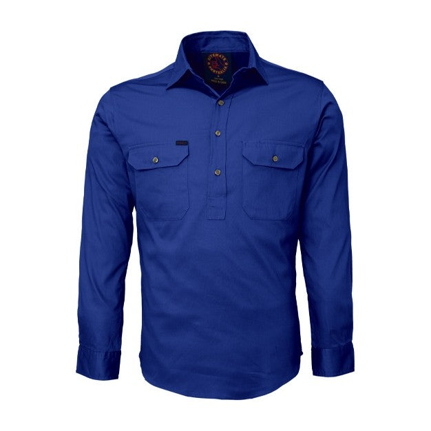 Ritemate Closed Front Long Sleeve Shirt RM100CF in Cobalt Blue