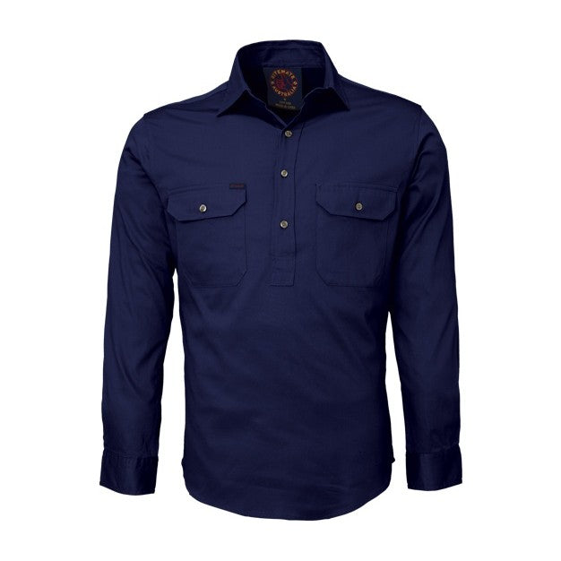 Ritemate Closed Front Long Sleeve Shirt RM100CF in Navy