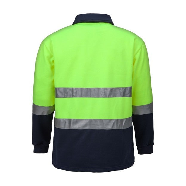 Ritemate Half Zip Fleece Pullover 50MM Reflective Tape RM6012R in Yellow/Navy, back view