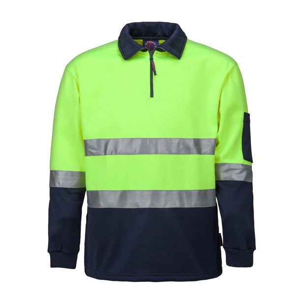 Ritemate Half Zip Fleece Pullover 50MM Reflective Tape RM6012R in Yellow/Navy