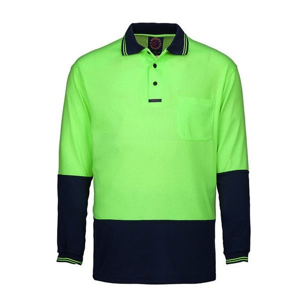 Ritemate Hi Viz Long Sleeve Polo Shirt RM2346 in Yellow/Navy