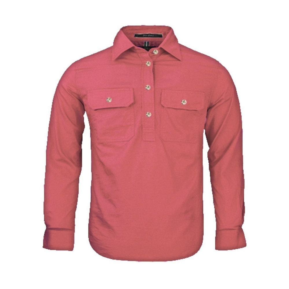 Pilbara Kids Closed Front Long Sleeve Shirt RM400CF in Canyon