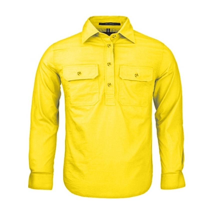 Pilbara Kids Closed Front Long Sleeve Shirt RM400CF in Lemon