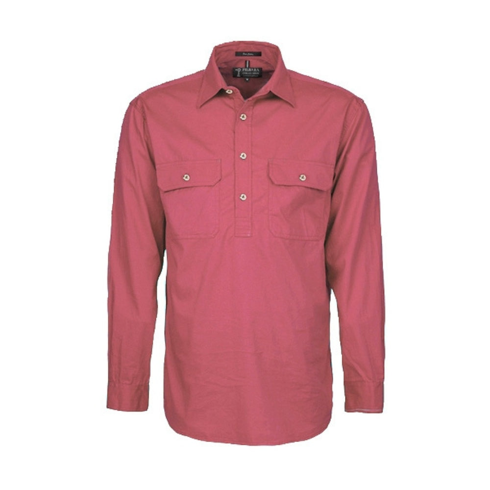 Pilbara Mens Closed Front Long Sleeve Shirt RM200CF in Canyon