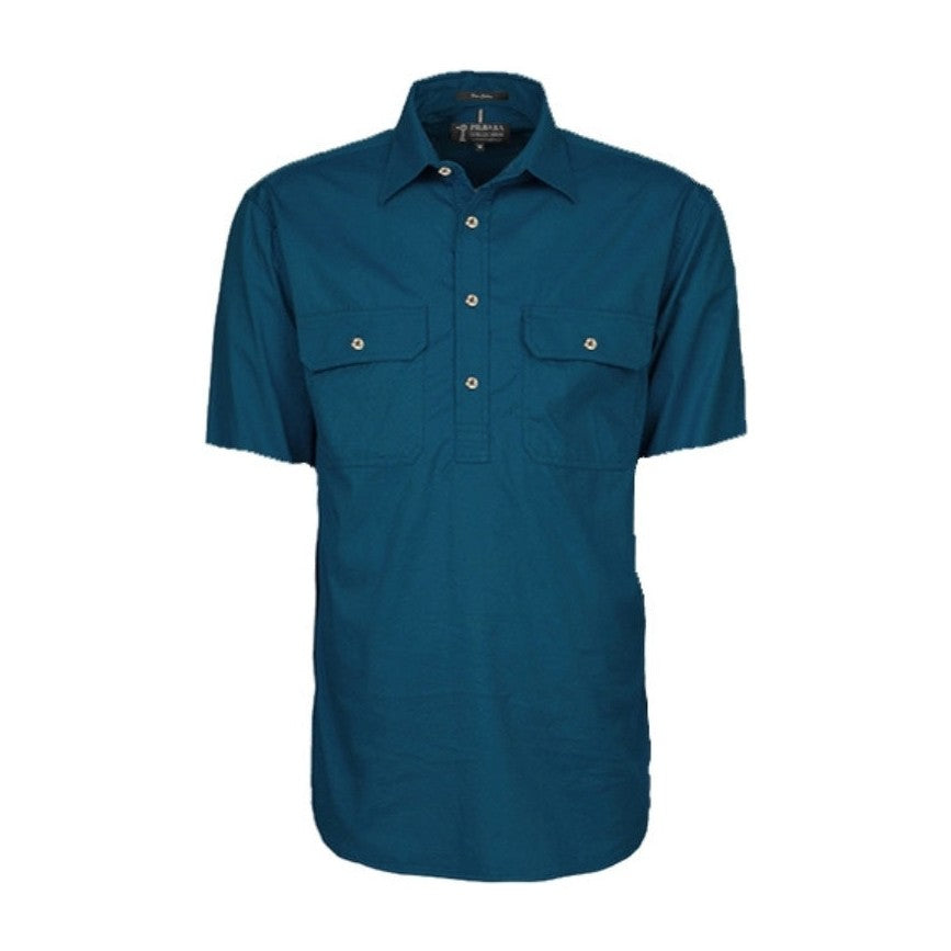 Pilbara Mens Closed Front Short Sleeve Shirt RM200CFS in Diesel