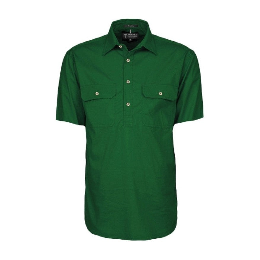 Pilbara Mens Closed Front Short Sleeve Shirt RM200CFS in Green