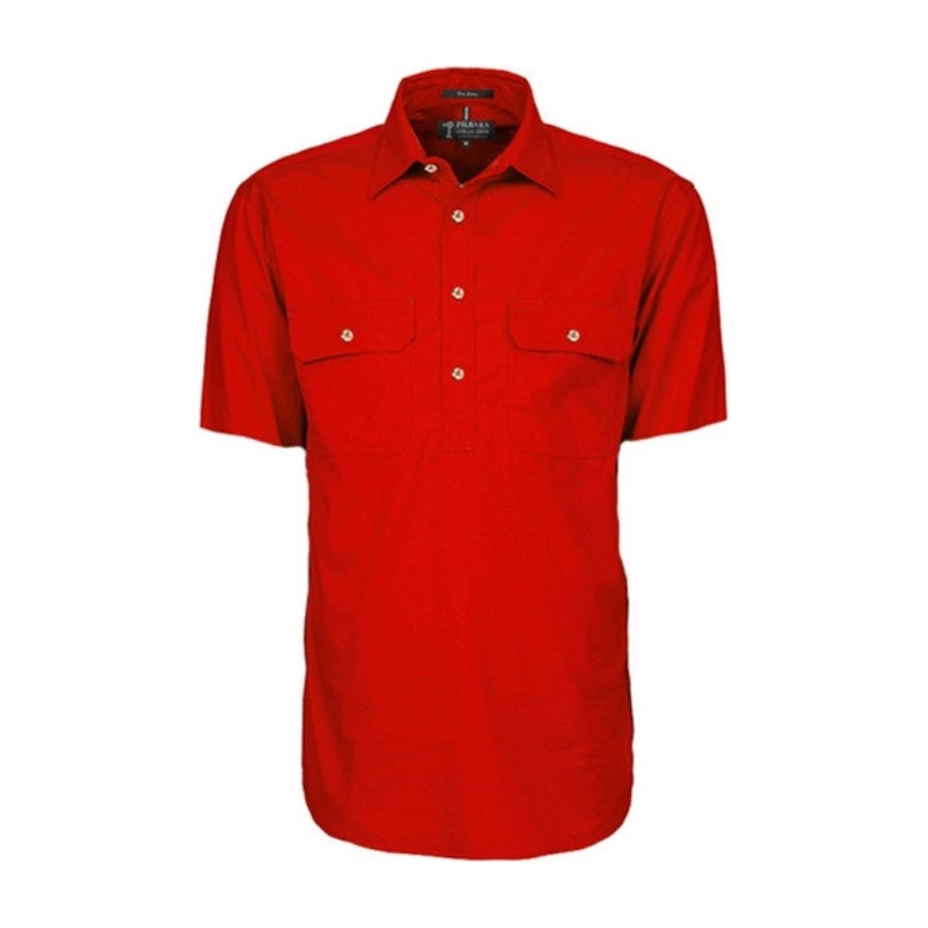 Pilbara Mens Closed Front Short Sleeve Shirt RM200CFS in Red