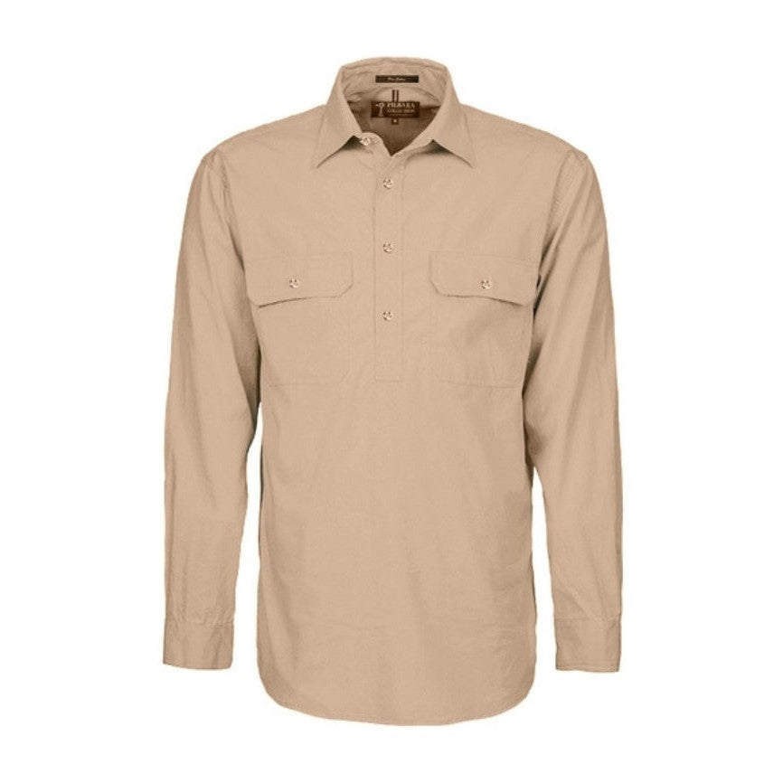 Pilbara Mens Closed Front Long Sleeve Shirt RM200CF in Clay