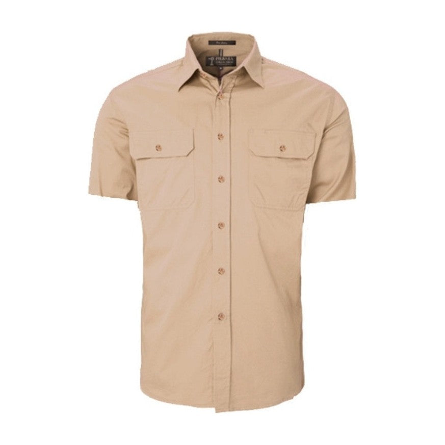 Pilbara Mens Open Front Short Sleeve Shirt RM500BTS in Clay