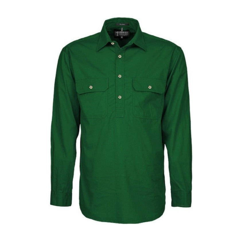 Pilbara Mens Closed Front Long Sleeve Shirt RM200CF in Green