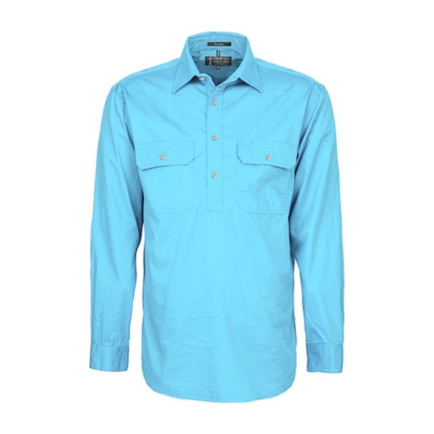 Pilbara Mens Closed Front Long Sleeve Shirt RM200CF in Cornflower