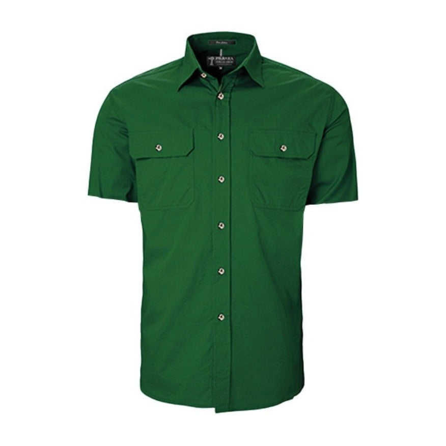 Pilbara Mens Open Front Short Sleeve Shirt RM500BTS in Green