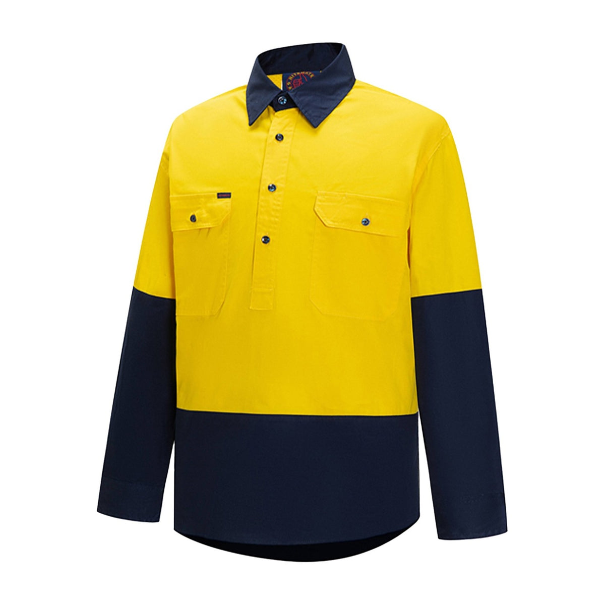 Ritemate Vented Closed Front Light Weight Long Sleeve Shirt RM107VCF in Yellow/Navy