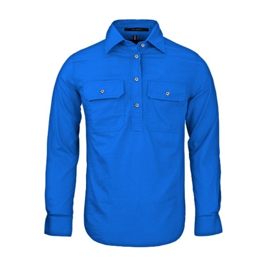 Pilbara Womens Closed Front Long Sleeve Shirt RM300CF in Cobalt Blue