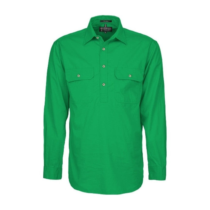Pilbara Womens Closed Front Long Sleeve Shirt RM300CF in Kelly Green