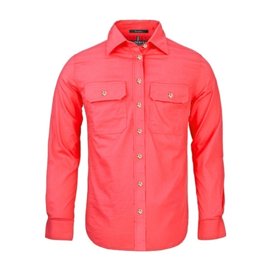Pilbara Womens Open Front Long Sleeve Shirt RM600BT in Watermelon