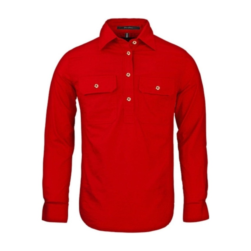 Pilbara Womens Closed Front Long Sleeve Shirt RM300CF in Red