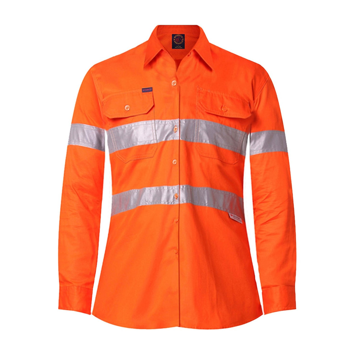 Ritemate Womens Vented Open Front Light Weight Shirt 50MM Reflective Tape RM208V3R in Orange