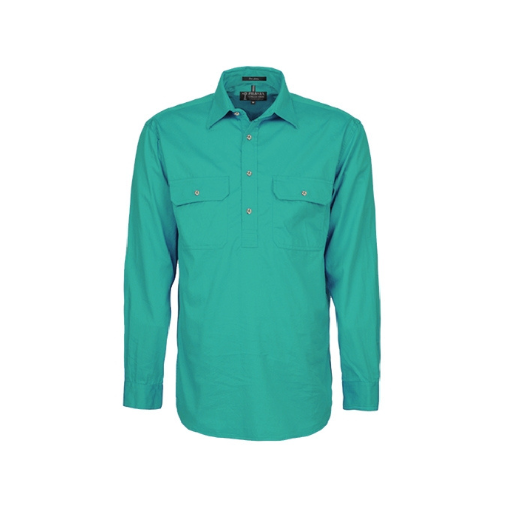 Ritemate Mens Pilbara Closed Front LS Shirt RM200CF - Jade