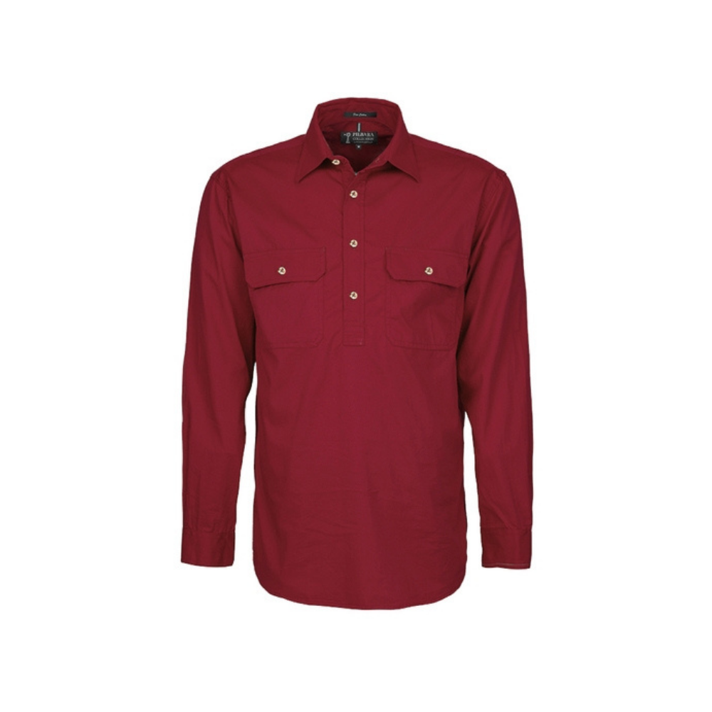 Ritemate Mens Pilbara Closed Front LS Shirt RM200CF - Ochre
