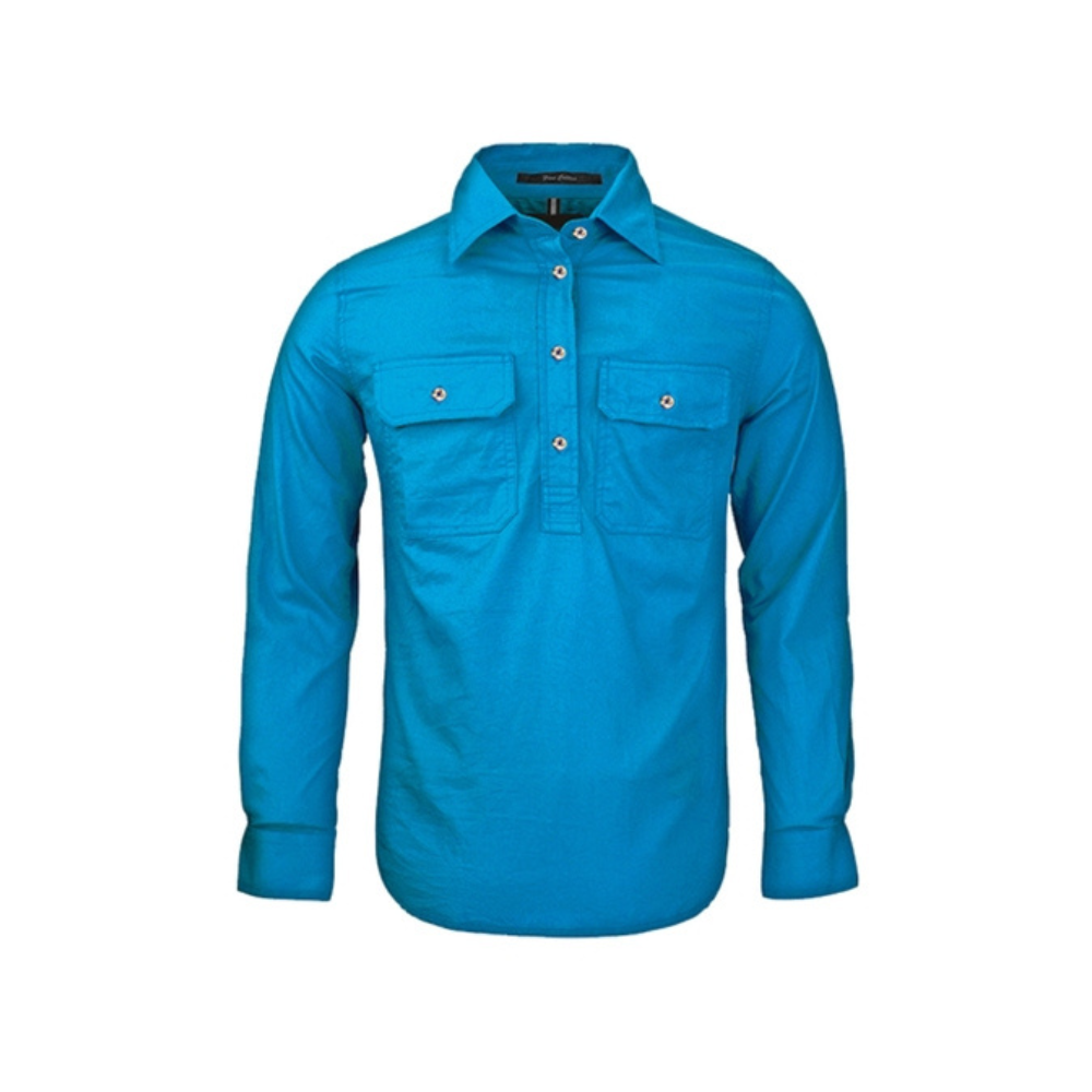 Ritemate Womens Pilbara Closed Front Long Sleeve Shirt RM300CF - Azure