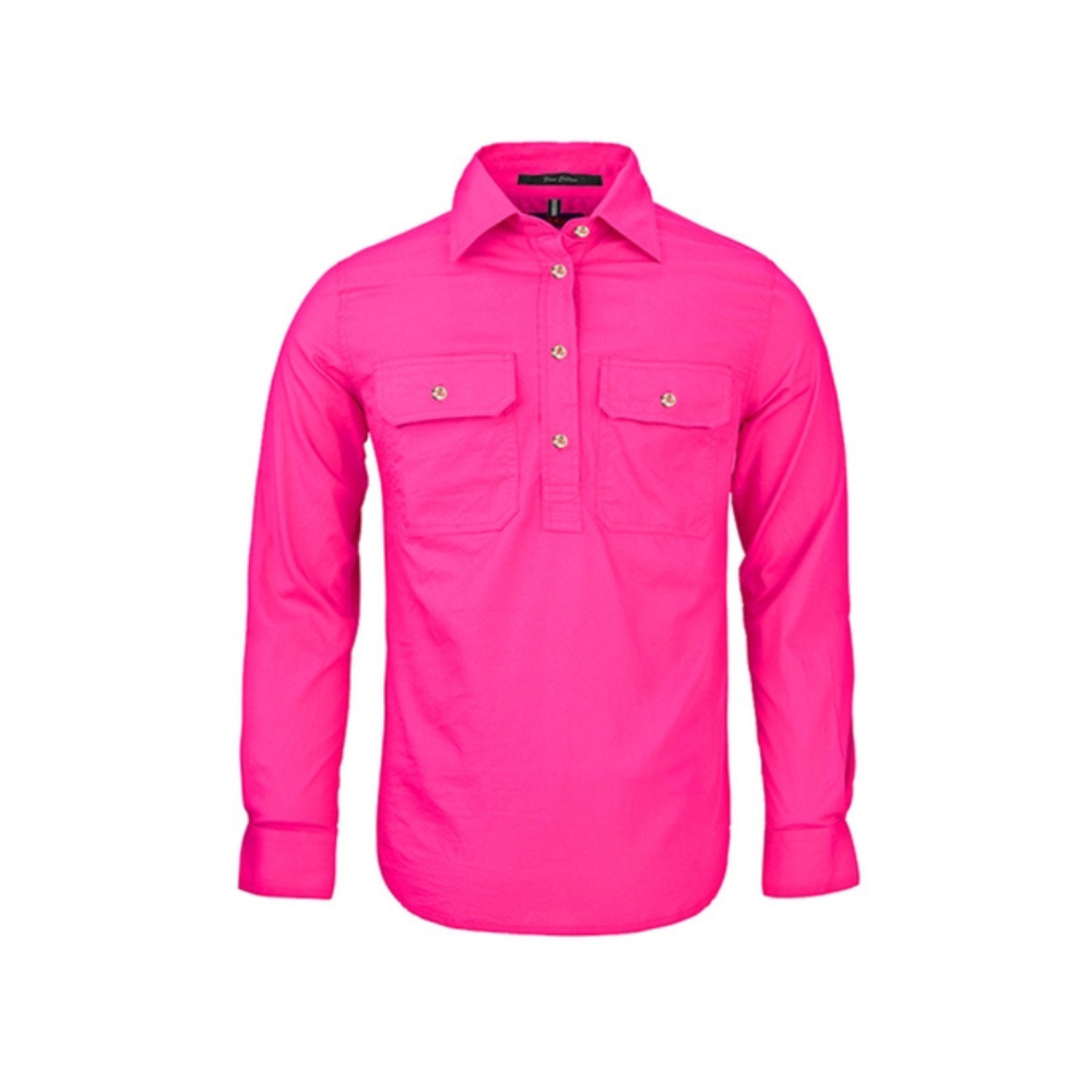 Ritemate Womens Pilbara Closed Front Long Sleeve Shirt RM300CF - Fuschia