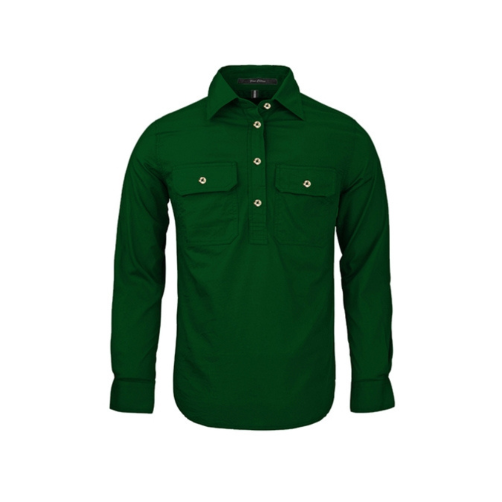 Ritemate Womens Pilbara Closed Front Long Sleeve Shirt RM300CF - Green