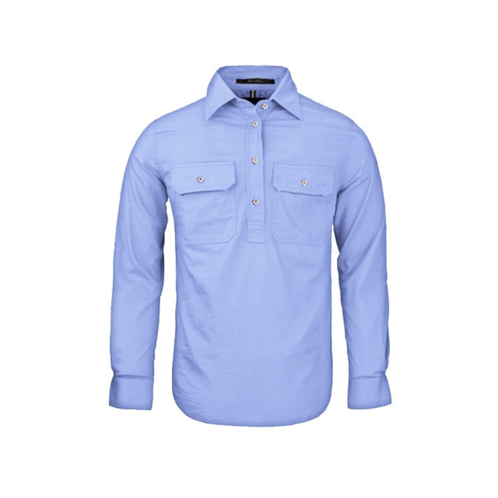 Ritemate Womens Pilbara Closed Front Long Sleeve Shirt RM300CF - Pale Blue