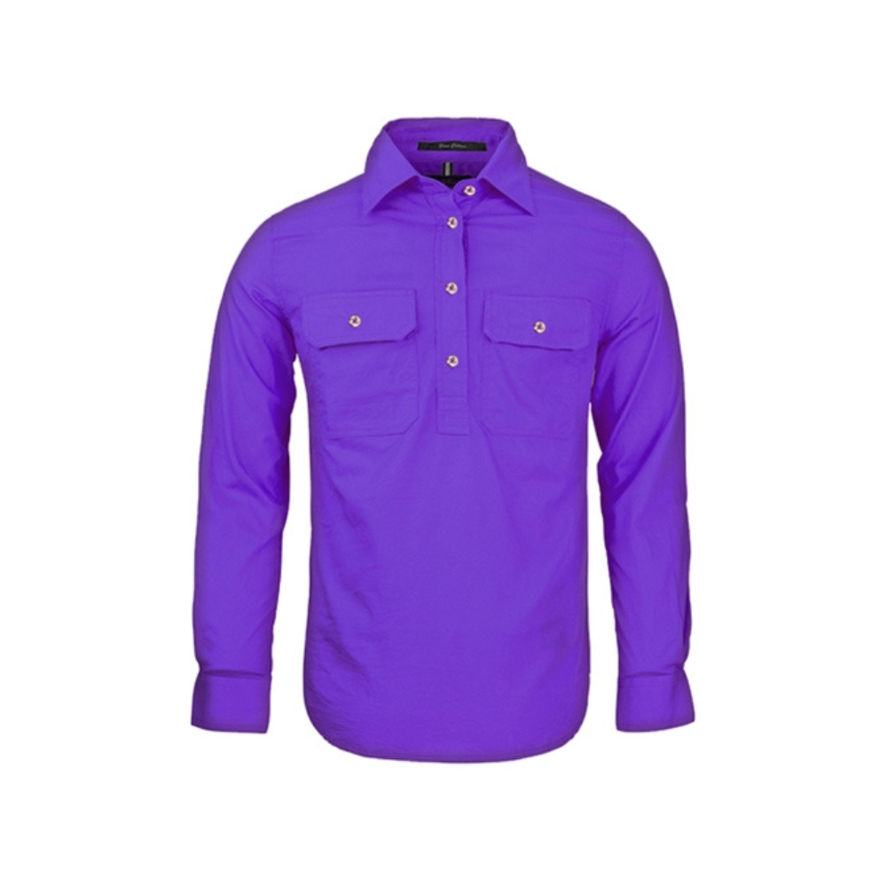 Ritemate Womens Pilbara Closed Front Long Sleeve Shirt RM300CF - Purple