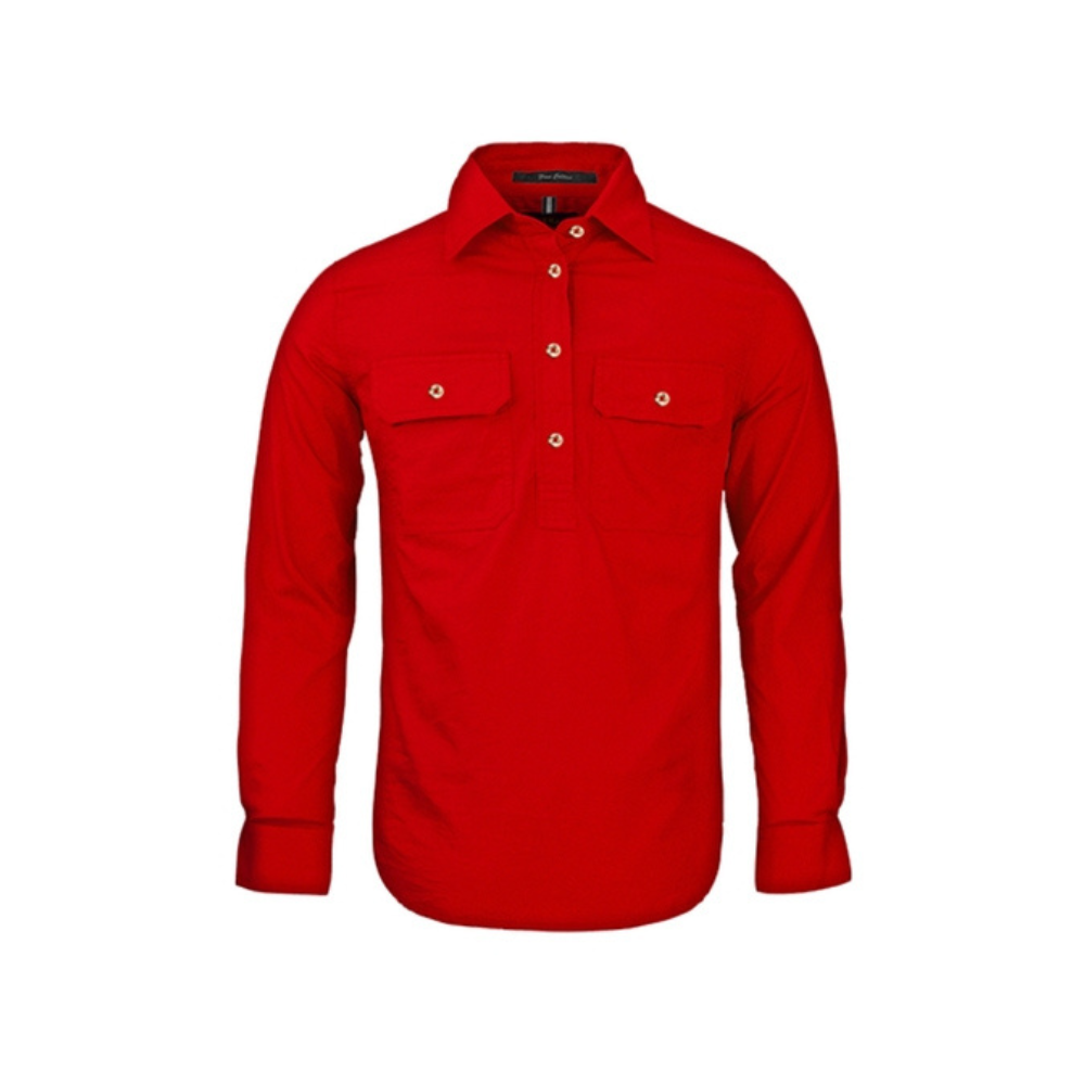 Ritemate Womens Pilbara Closed Front Long Sleeve Shirt RM300CF - Red