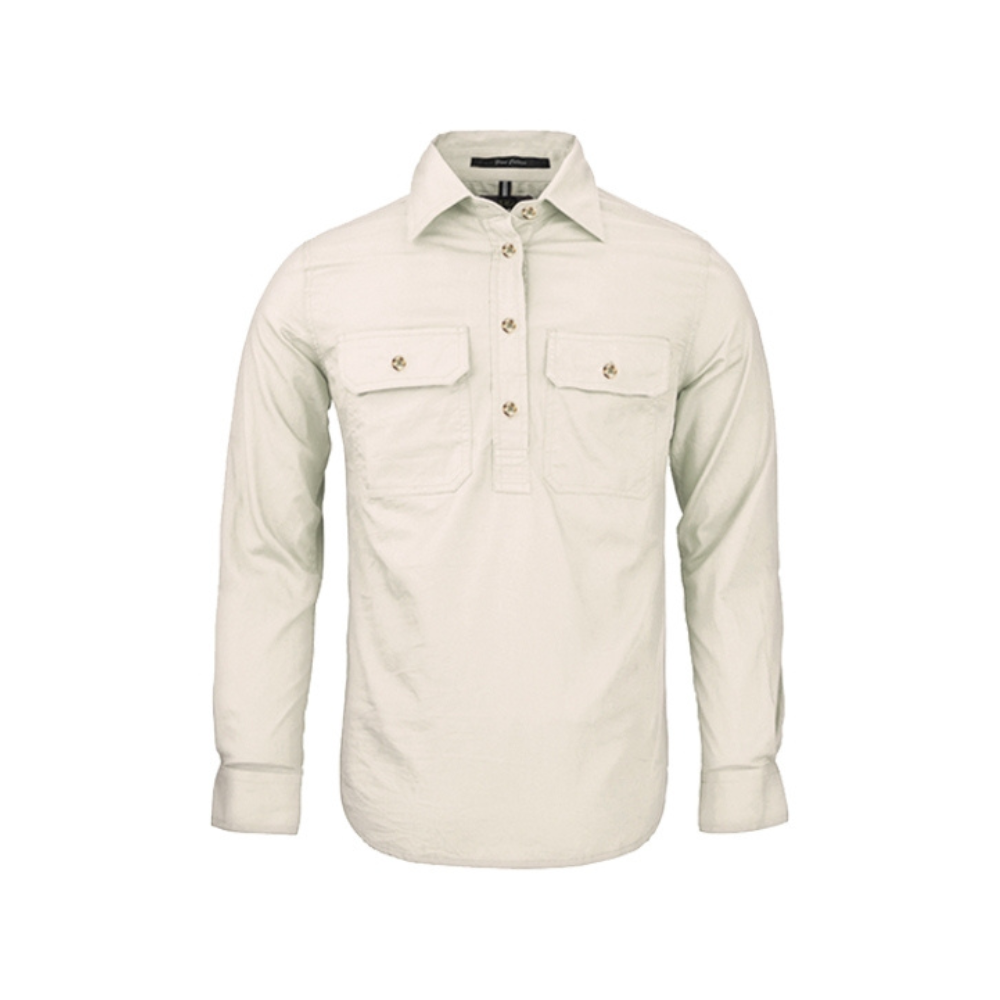 Ritemate Womens Pilbara Closed Front Long Sleeve Shirt RM300CF - Stone