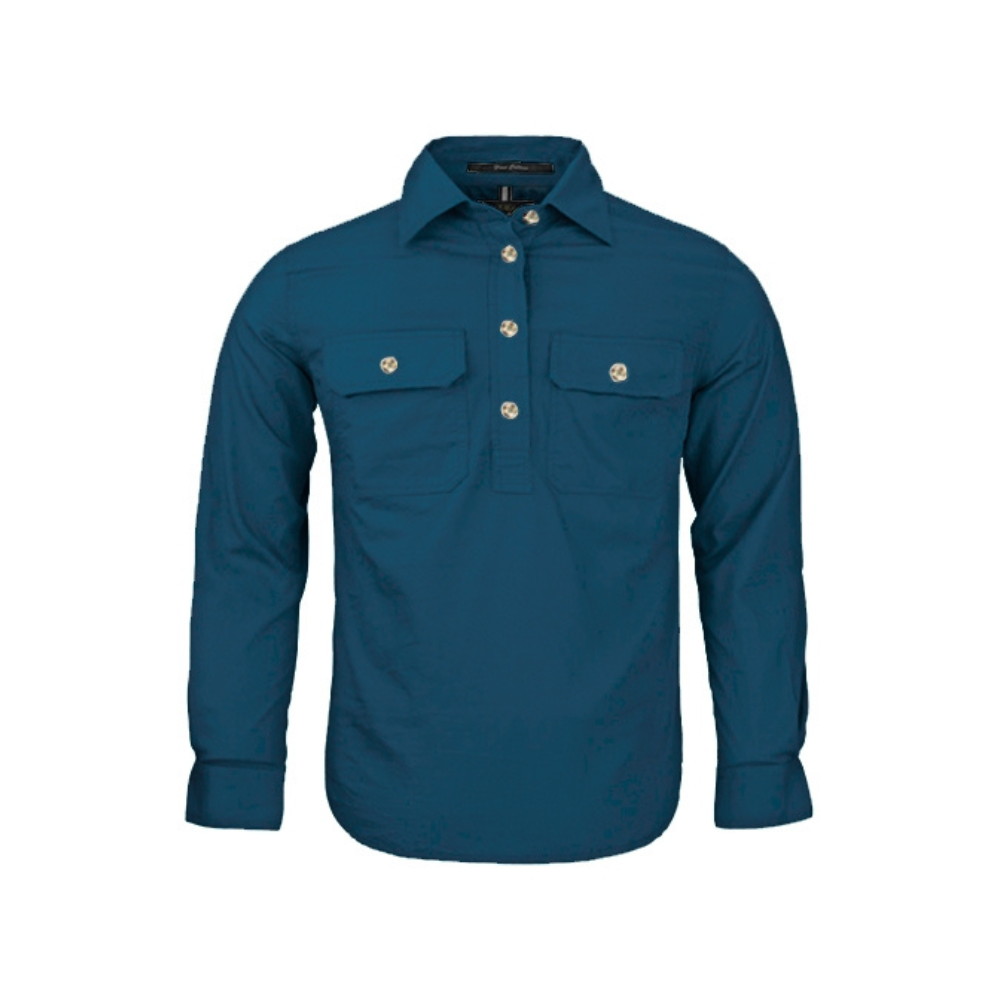Ritemate Kids Pilbara Closed Front LS Shirt RM400CF - Diesel