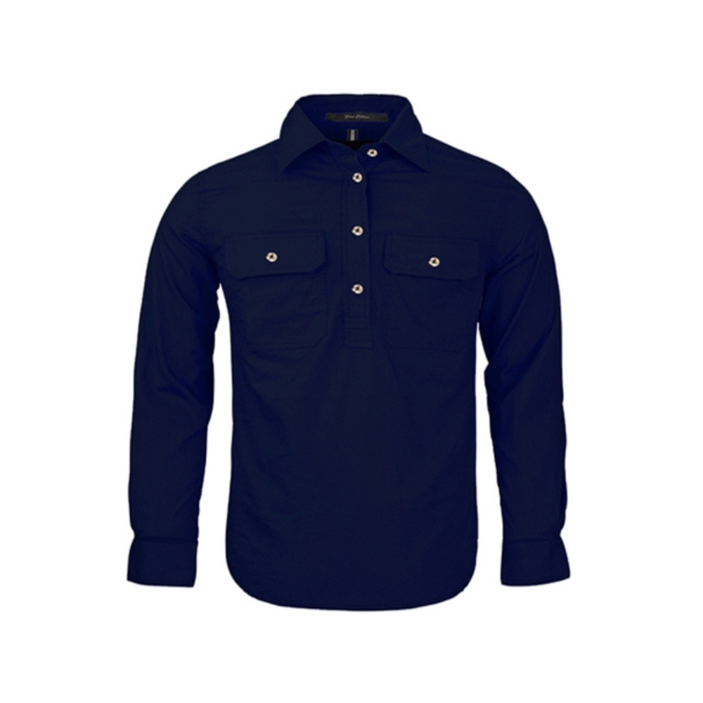 Ritemate Kids Pilbara Closed Front LS Shirt RM400CF - French Navy