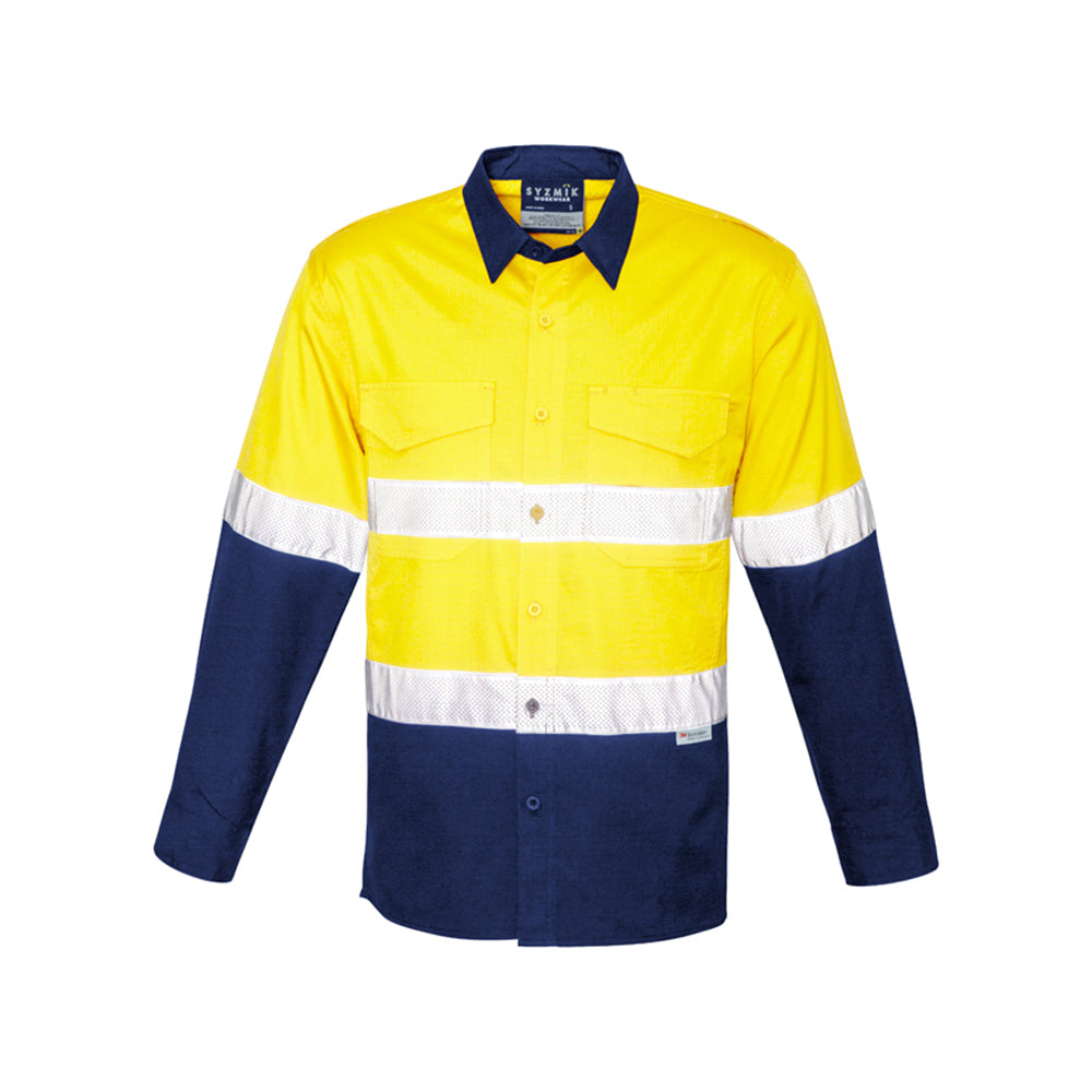 Syzmik Mens Rugged Cooling Taped Hi Vis Spliced Shirt ZW129