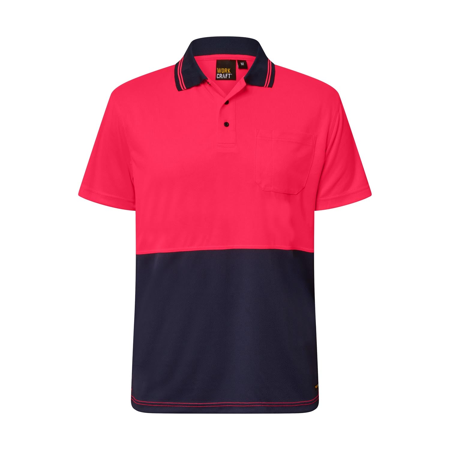 Workcraft Pink Hi Vis Two Tone Short Sleeve Polo WSP201