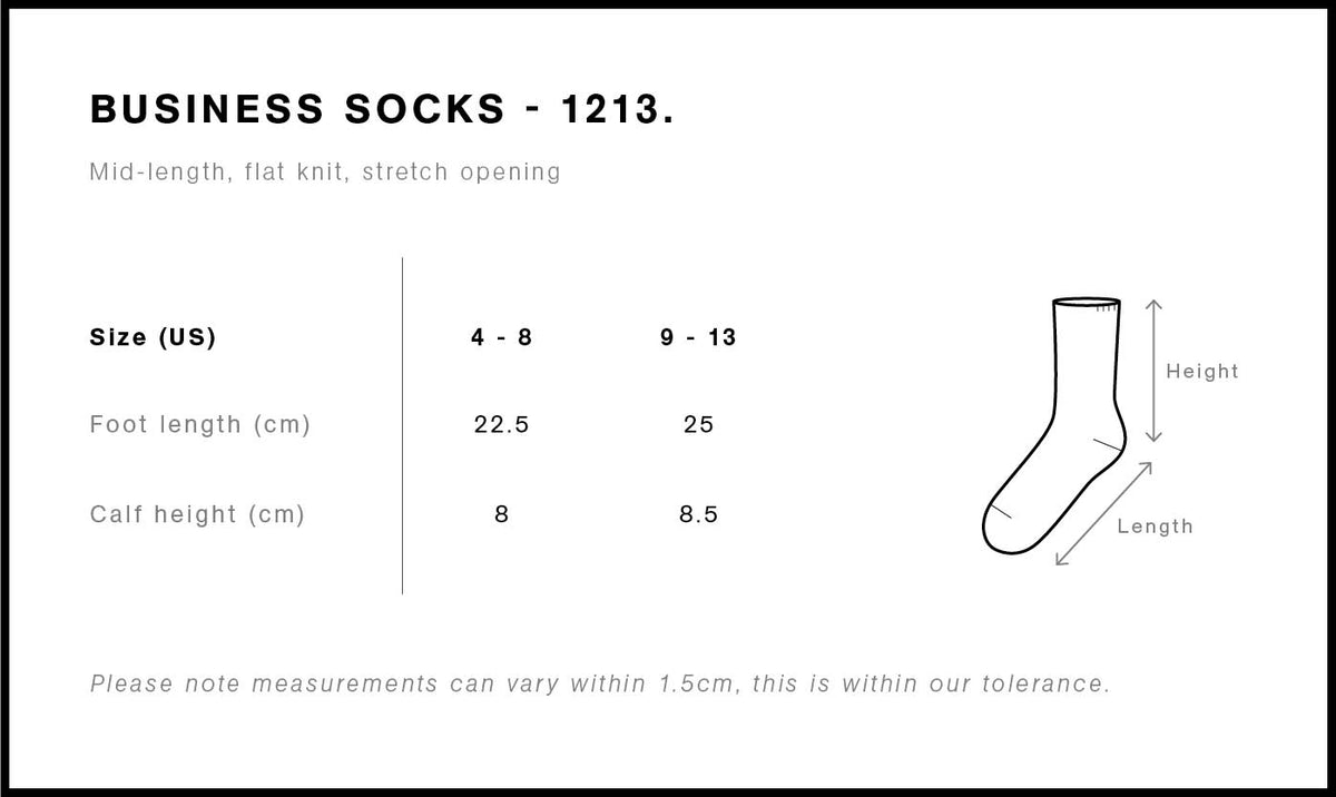 AS Colour Business Socks 2 Pack 1213 size guide