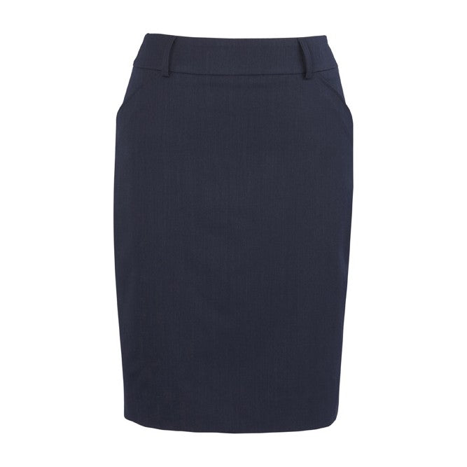 Biz Corporates Cool Stretch Womens Multi-Pleat Skirt 20115 in Navy
