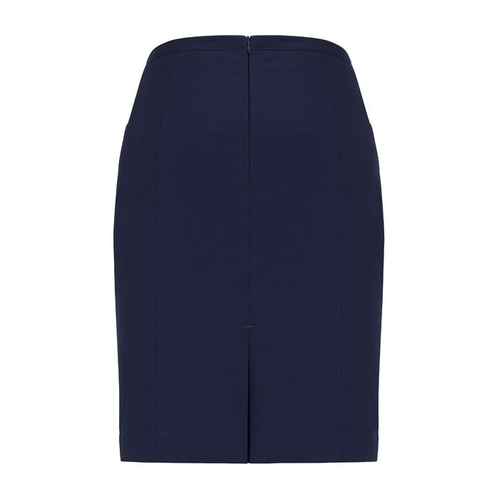 Biz Corporates Siena Womens Front Pleat Detail Straight Skirt 20720 in Marine, view 2