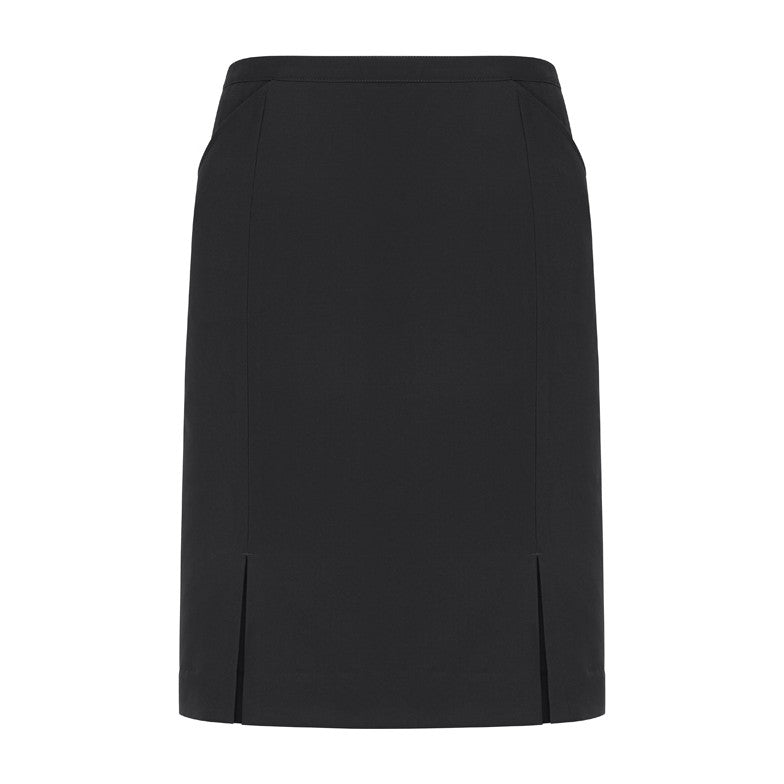 Biz Corporates Siena Womens Front Pleat Detail Straight Skirt 20720, worn by model