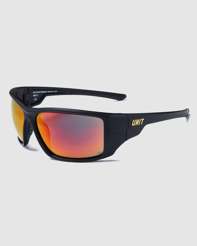 UNIT Bullet Medium Impact Safety Sunglasses Black Orange