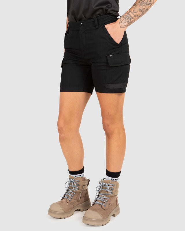 UNIT Staple Ladies Stretch Cargo Work Shorts