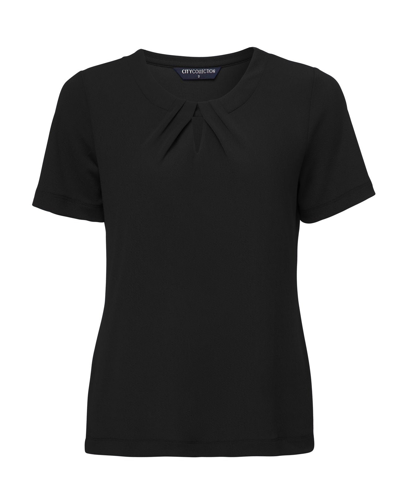 City Collection Keyhole Knit Short Sleeve Top