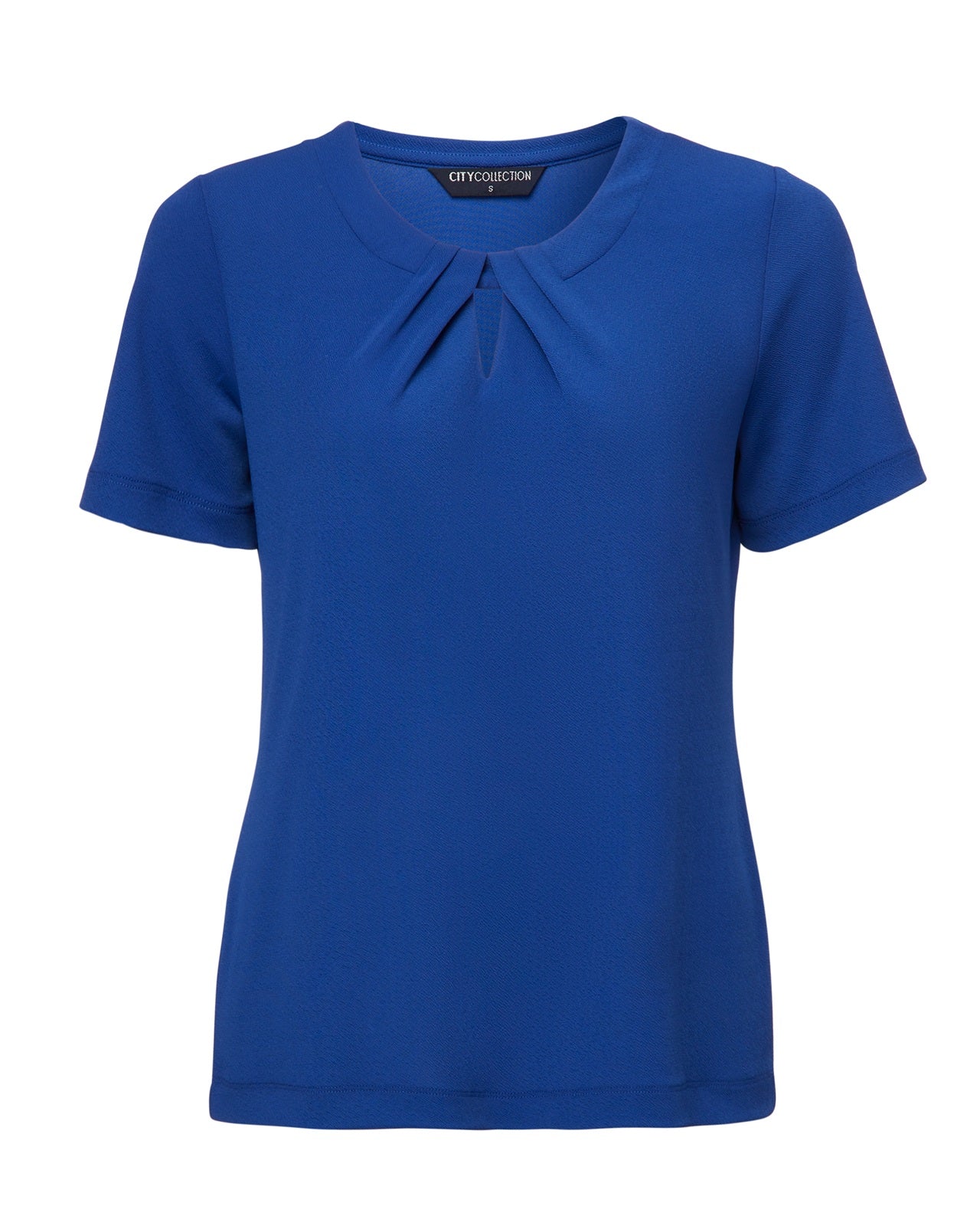 City Collection Keyhole Knit Short Sleeve Top
