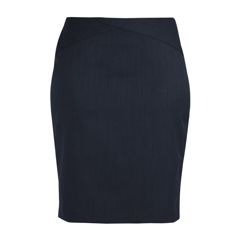Biz Corporates Comfort Wool Stretch Womens Chevron Band Skirt 24014 in Navy