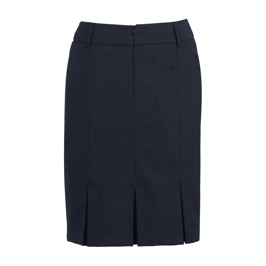 Biz Corporates Comfort Wool Stretch Womens Multi-Pleat Skirt 24015 in Navy, view 2