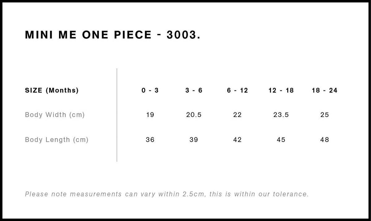 AS Colour Organic Infant Mini-Me One-Piece 3003 size guide