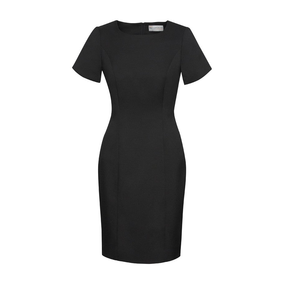 Biz Corporates Cool Stretch Womens Short Sleeve Shift Dress 30112 in Black